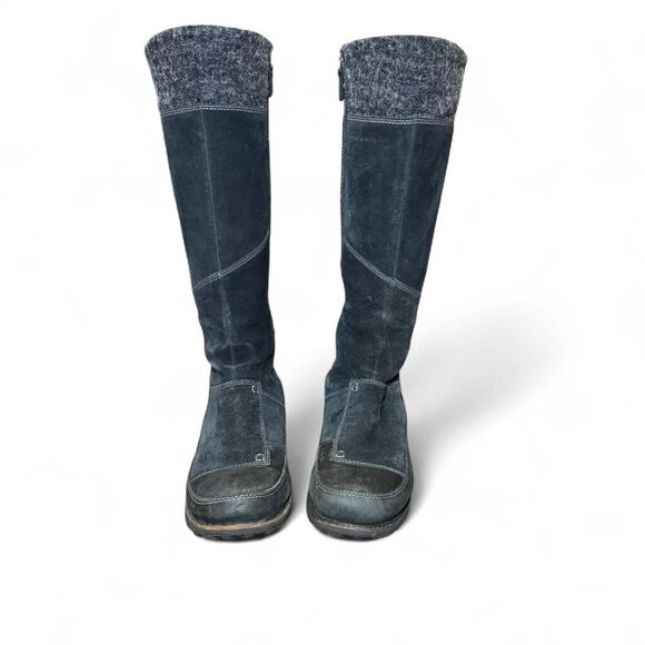 The North Face Women’s Suede Winter Boots 7.5 Black Gray Tall Zip Primaloft - Picture 1 of 8